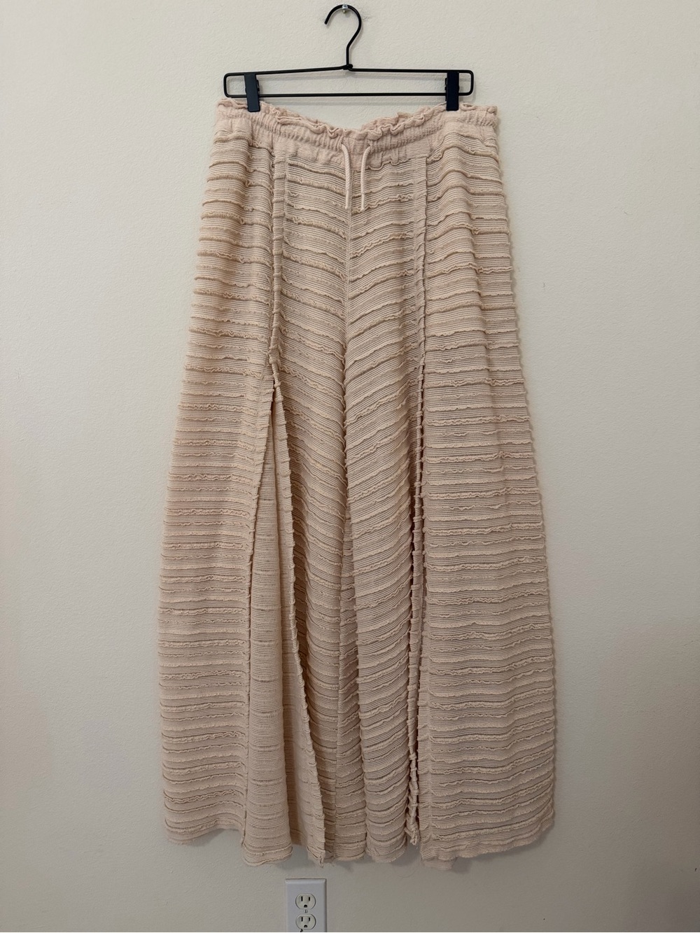 FP Movement by Free People Wide-Leg Knit Palazzo Pants in Light Blush